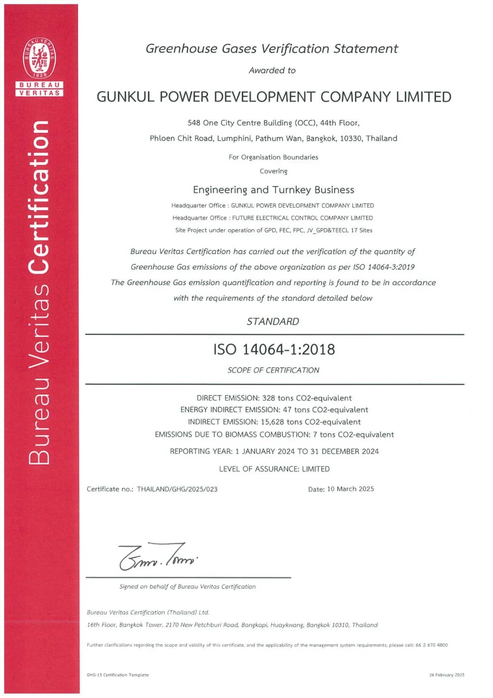 Greenhouse Gases Verification Statement